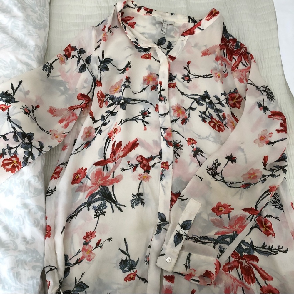 Joie long sleeve silk top, size S